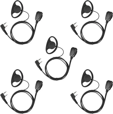 Immagine prodotto di Retevis Walkie Talkie Headset, auricolari a 2 pin a forma di D, cuffie compatibili con RT24 RT622 RB618 H777 BF-88E BF-888S Tyhbelle Radioddity GA-2S Kennwood (5 pezzi)