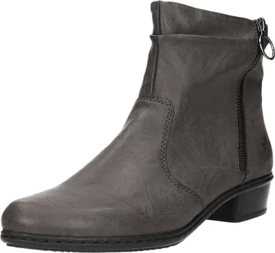 Image de Rieker Damen Stiefelette Zipper Blockabsatz Boot Y0741, Taille:38 EU, Couleur:Gris