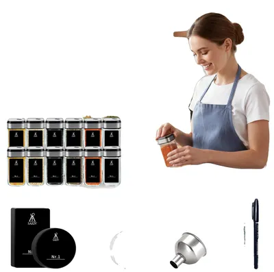Obrázek produktu pro Sada sklenic na koření, vzduchotěsné uzavření, otočné víčko, 12 ks