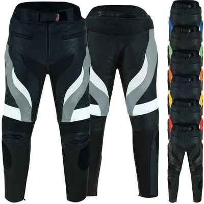 Produktbild von Motorradhose Motorrad Biker Lederhose Racing hose in 7x Farbauswahl, Größe:62/5XL, Farbe:Grau