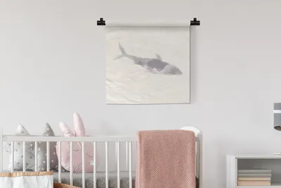 Produktbild von MuchoWow® Wandteppich Wandbehang Haie - Tiere - Meer - Aquarell 60x60 cm Tapisserie Dekoration Wandtuch - Dekorationen - Wand Decke