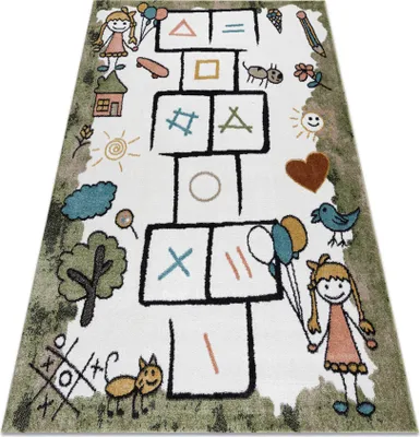 Produktbild von Teppich FUN Hop für Kinder, Hopse, Tiere grün Grün 80x150 cm