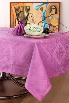 Tischdecke Jacquard Baumwolle 145x180 cm lila rechteckig
