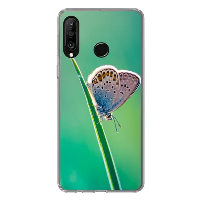 Produktbild von MuchoWow® Handyhülle Schutzhülle Hülle für Huawei P30 Lite Schmetterling - Gras - Licht Silikon Softcase Handy Hülle - Handyhülle