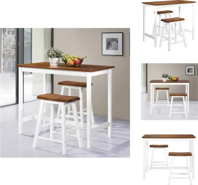 Produktbild von vidaXL Bartisch- und Hocker-Set 3-tlg. Massivholz -  Essgruppen