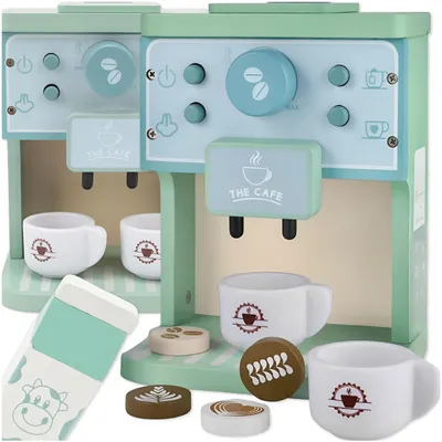 Produktbild von Holz Kaffeemaschine für Kinder, Spielzeug Kaffeemaschine mit Tassen und Zubehör, Holz Küchenspielzeug ab 3 Jahren