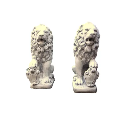 Produktbild von Tierfiguren Löwen als Set für den Garten, aus Steinguss Neu Frostfest Witterungsbeständig, Steinfigur Gartenfigur Tier PO-282uPO-283
