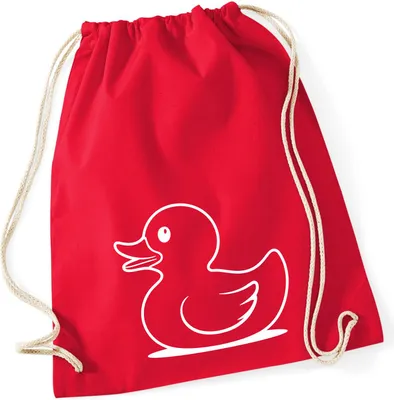 Produktbild von Huuraa Turnbeutel Gummiente Silhouette 12 Liter Classic Red Baumwolle Rucksack Geschenkidee