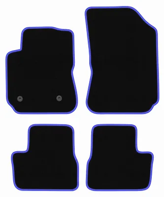 Image de Tapis de sol en moquette noir/bleu pour Citroen C4 Cactus 2014-2018 4 pièces