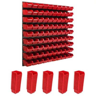 Image de Système de stockage Etagère murale 772 x 780 mm | 90 pcs. Box | Bacs gerbables Rayonnage pour bacs à bec | Panneaux muraux extra-forts | Rayonnage extensible | Rayonnage d'atelier Rayonnage de stockage Rayonnage mural d'atelier Rayonnage emboîtable