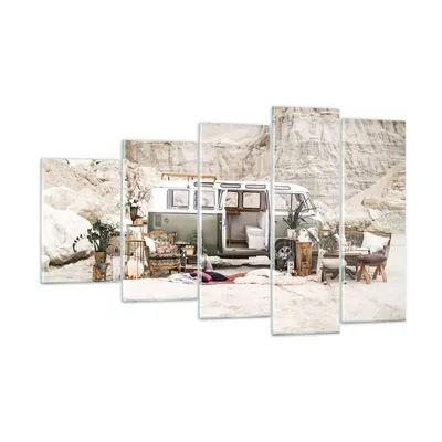 Produktbild von Bilder auf glas - 5 Teile - Wohnmobil Boho Möbel - 100x60cm - Glasbilder - Wandbilder - Bilder - zum Aufhängen bereit - Wanddekoration aus Glas - Glas Bilder - Wandbild auf Glas - GEG100x60-4542