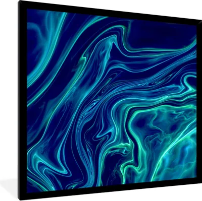 Produktbild von MuchoWow® Gerahmtes Poster Abstrakt - Wellen - Design 40x40 cm - Poster mit Schwarzem Bilderrahmen Wandposter Rahmen Foto Bilder - Mit Rahmen - Wanddekoration Schlafzimmer
