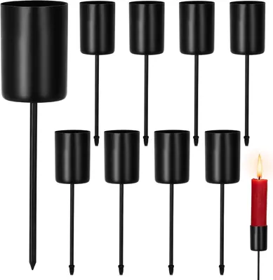 Obrázek produktu pro 8 kusů, držák na svíčky pro adventní věnec, průměr 2,5 cm, kov, černá barva, stojánek na svíčky, vhodný pro svíčky, ideální pro výrobu vlastních držáků, pro adventní věnec, vánoční dekorace, podtácek na svíčky