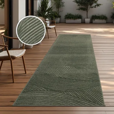 Produktbild von TT Home In-& Outdoorteppich Wetterfest Balkon Schlafzimmer Boho Skandi Motiv Unifarben Geometrische Optik Moderner Style Größe 80x250 cm