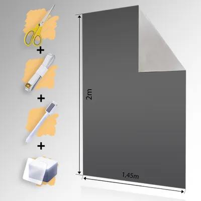 Produktbild von Fenster Verdunklung | 2m x 1,45m Verdunklungsstoff | Hitzeschutz oder Kälteschutz | Verdunklungsfolie | Rollo ohne Bohren | mit 24 Nano Pads | Lichtundurchlässig | Thermobeschichtung (Grau)