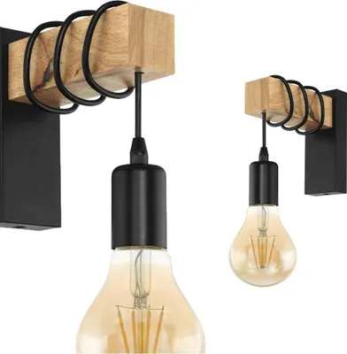 Zdjęcie produktu dla EGLO Townshend, Nawierzchniowe, 1 szt., E27, Czarny, Drewno