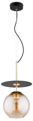 Zdjęcie produktu dla Lampa wisząca bursztynowa kula na sticku QEENCY czarna 1xE27x15W metal wym:85x23x23cm IP20 Alfa