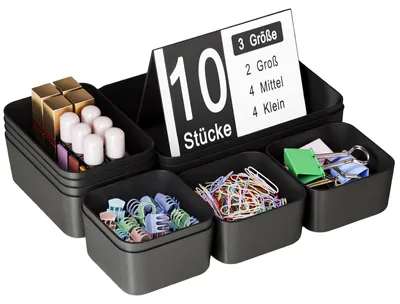 Schubladen-Organizer-Set, 10-teilig, Kunststoff, 3 Größen
