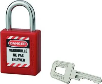 Image de Cadenas de consignation LOTO Lockout Tagout 40 mm anse acier Ø 6 x 25 mm rouge