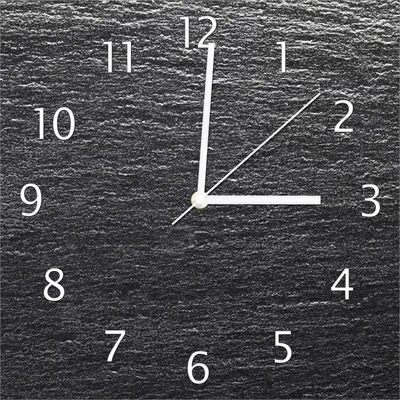Produktbild von Wallario Design Wanduhr Muster schwarz-weiße Steintafel Optik aus Echtglas, Größe 30 x 30 cm