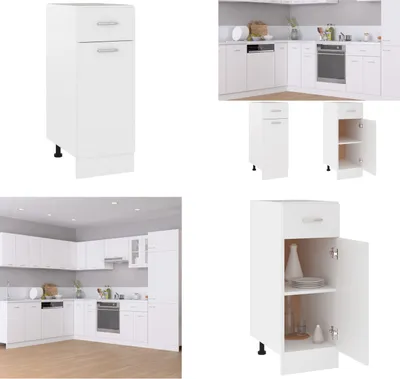 Produktbild von vidaXL Schubunterschrank Weiß 30x46x81,5 cm Holzwerkstoff - Schubunterschrank - Schubunterschränke - Küchenschrank - Küchenschränke