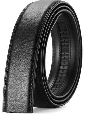 Zdjęcie produktu dla Pasek męski bez klamry, automatyczny, skórzany, 35 mm, czarny, z fakturą "litchi", obwód pasa 100-110 cm