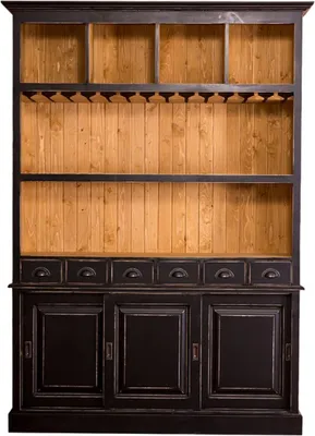 Produktbild von Casa Padrino Landhausstil Barschrank Antik Schwarz / Naturfarben 150 x 35 x H. 210 cm - Landhausstil Möbel