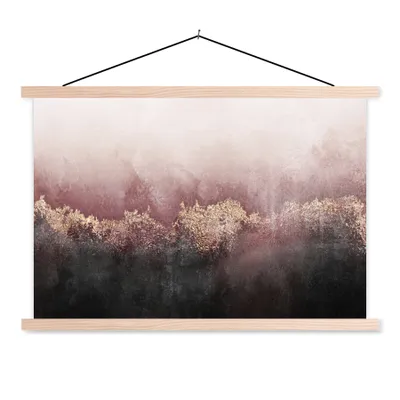 Produktbild von MuchoWow® Textilposter Glitter - Gold - Abstrakt 120x80 cm mit holzfarbenen Rahmen - Aufhängeset