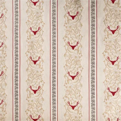 Produktbild von Vorhangstoff Meterware Dekostoff Pedro Hirschkopf Ornamente rot 1,6m