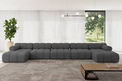 Produktbild von ALTDECOR Modulares Sofa Ecksofa in U-Form - Tesso-U3 - 475x160x70 cm Grau Corner modular Sofa Eckcouch Couch Wohnlandschaft Cauchsofa Polstersofa