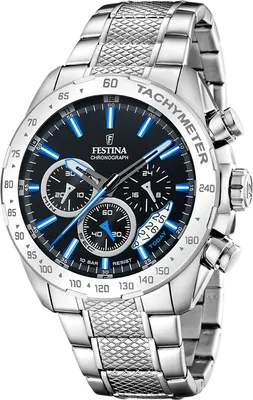 A close-up studio shot of a men's chronograph watch.