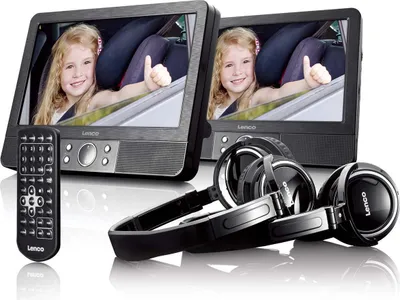 Produktbild von Lenco MES-415 - 9 Zoll Tragbarer DVD-Player mit Doppel-Bildschirm - USB/SD - Schwarz