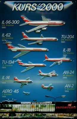 Produktbild von Blechschild Nostalgieschild Interflug - Kurs 2000 DDR Flugzeuge