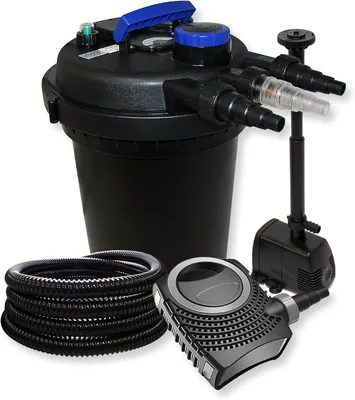 Obrázek produktu pro Sada filtrů pro jezírko, objem 10 000 litrů, UV lampa, čerpadlo 70 W, hadice a skimmer