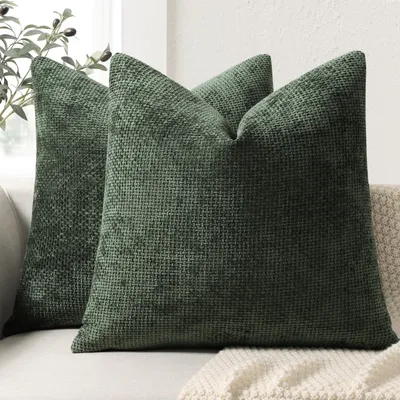 Produktbild von Set mit 2 Kissenbezügen aus Chenille, 40x40 cm - dekorative Kissen für Wohnzimmer und Schlafzimmer