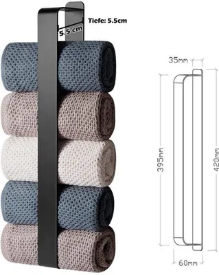 Productafbeelding van Handdoekrek, boren niet nodig, zelfklevend, roestvrij staal, 42 cm