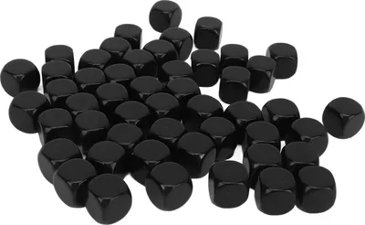 Zdjęcie produktu dla 50 sztuk pustych sześciościennych plastikowych kostek z zaokrąglonymi rogami, 1,5 cm, kostki do gier planszowych, naklejki DIY, lekcje matematyki, imprezy, czarne