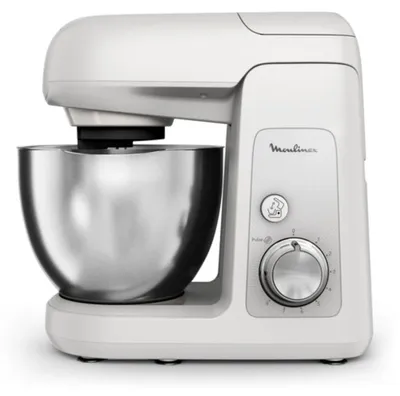 Produktbild von Moulinex Bake Partner QA523B10, 4,6 l, Edelstahl, Weiß, Tasten, Drehregler, Schlagen, Mischung, Kneten, Mixen, Edelstahl, 1100 W