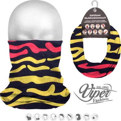 Produktbild von Multifunktionstuch 9 - Gesichtsmaske Schlauchschal Mund Nase Maske Halstuch schwarz-gelb-rot