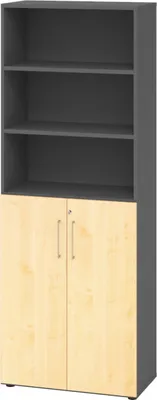 Produktbild von bümö smart Kombischrank - 3 plus 3 Ordnerhöhen - Nachbildung: Graphit/Ahorn