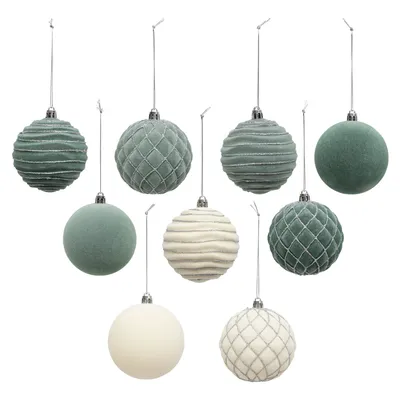 Produktbild von Weihnachtskugeln mit Glitzer-Muster, Ø 8 cm, 9er-Set