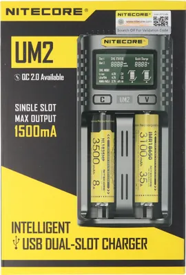 Produktbild von Nitecore UM2, Lithium-Eisen-Phosphat (LiFePO4), Lithium-Ion (Li-Ion), Nickel-Cadmium (NiCd), Nickel-Metallhydrid..., AA, AAA, AAAA, C, D