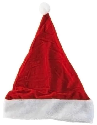 Productafbeelding van Pluche Kerstmuts rood met pompon rood met wit  30 x 45 cm