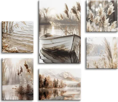 Produktbild von Wandbild Wanddeko Boho auf Leinwand - ökologische Tinte, Wasserfest - 6 Teilig 140x100 cm Leinwandbilder für wohnzimmer, schlafzimmer
