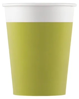 Image de 8 gobelets en carton compostables Vert citron uni 200ml