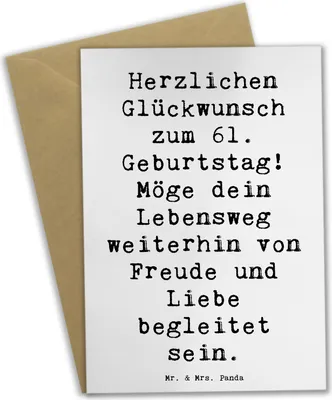 Produktbild von Mr. & Mrs. Panda Klappkarte Spruch 61. Geburtstag - Weiß - Geschenk, Freude bereiten, Happy Birthday, Geburtstagsgeschenk, Erfahrungen, unvergesslich, besondere Anlass