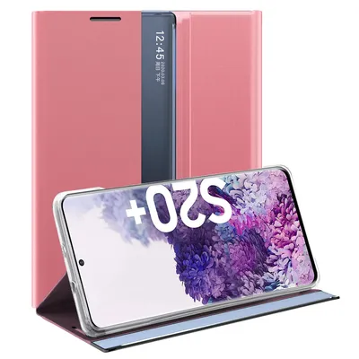 Obrázek produktu pro Galaxy S20 Plus Pouzdro, Slim Flip Kožené Pouzdro s Okénkem a Stojánkem pro Samsung Galaxy S20 Plus Růžový