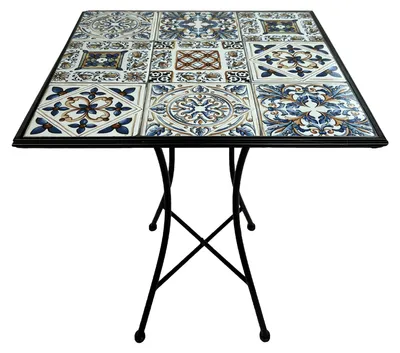 Produktbild von AXI Camilla Bistrotisch - Mosaik-Design - Zartblau | Gartentische, quadratisches Design mit Keramikfliesen | für Balkon, Terrasse oder als