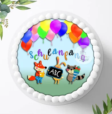 Produktbild von Für die Geburtstags Torte ein Tortenaufleger, Zuckerbild mit dem Motiv: Schulanfang, Essbares Foto für Torten, Fondant, Ø 20cm, 0084c