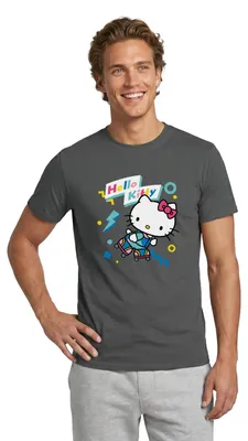 Produktbild von Spreadshirt Hello Kitty 90er Stil Mit Rollschuhen Männer T-Shirt, S, Anthrazit